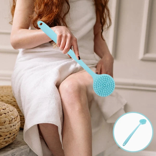 Long Handle Bath Brush Silicone Body Scrubber Exfoliator Exfoliation
