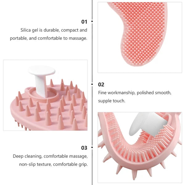 Shampoo Massage Brush Silicone Bath with Hole Soft Cleaning