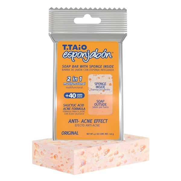 2 PACK T.Taio Esponjabon Pore-Cleansing Soap Sponges Wash Scrub ANTI ACNE EFFECT