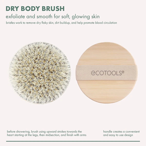 Dry Body Brush, Exfoliating Bristles, Eco-Friendly Skincare Tool, 1 Count