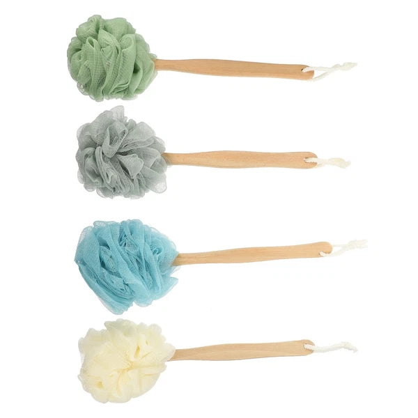4 Pcs Bath Brush Rubs Back Ball Man Miss Scrubber Exfoliating Body Long Handle