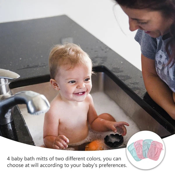 4 Pcs Bath Gloves Exfoliating Baby Child Gentle Scrub Cotton Brush