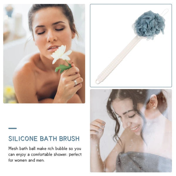 Back Rub Bath Brush Man Silicone Scrubber for Shower Body Long Handle