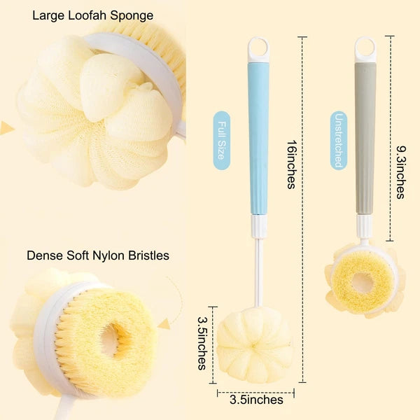 Back Scrub Brush for ShowerRetractable Double-Sided Long Handle Antiskid Bath...