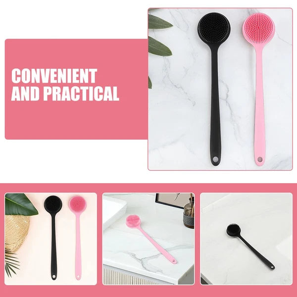 2 Pcs Bath Brush Man Silicone Body Scrubber Shower Back for with Handle