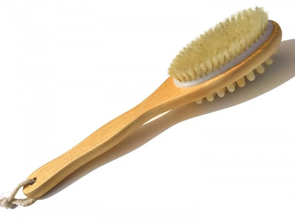 Smooth Skin Natural Bristle Bath Brush 2-in-1 Exfoliating Body Reduces Cellulite