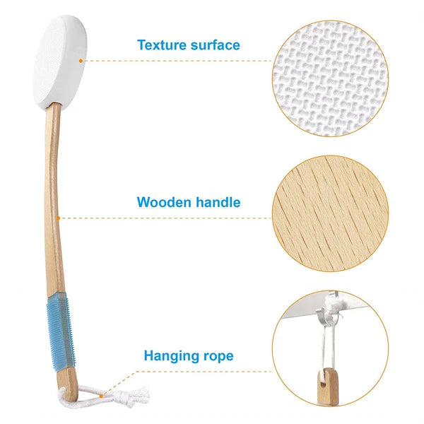 Bath Sanding Brush, Lotion Applicator for Your Back, Back Applicator with 4 Pad