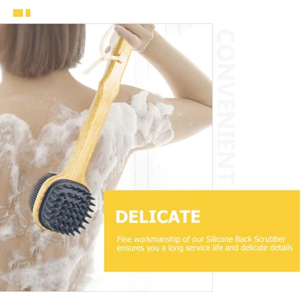 Bath Brush Man Miss Silicone Shower Scrubber Body with Handle Long