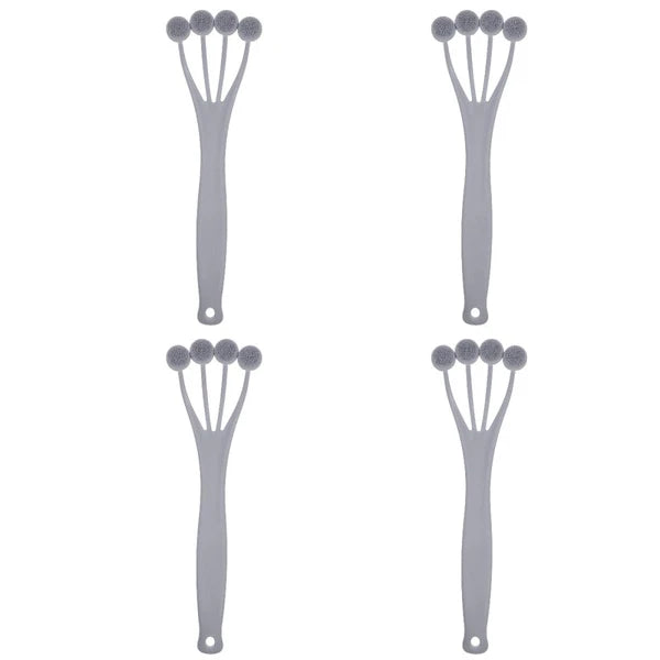 4 PCS Exfoliating Bath Brush Shower Back Massage Scrubbing with Handle