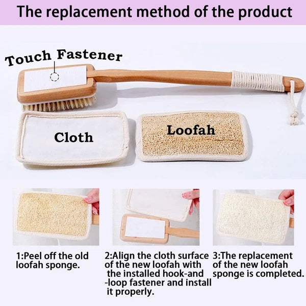 Shower Body Brush with Bristles and LoofahBack Scrubber for Shower for Bath o...