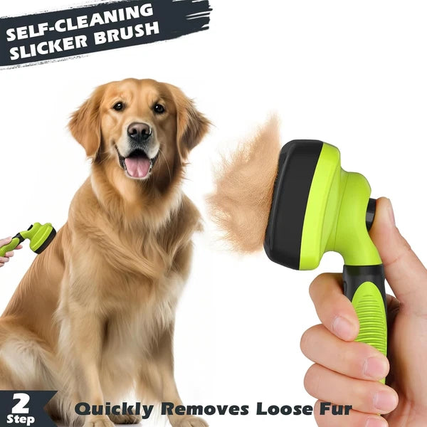 3PCS Self Cleaning Slicker Brush & Pet Grooming Rake & Bath Brush for Dogs and C