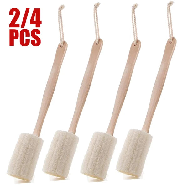Natural Exfoliating Loofah Back Sponge Scrubber Brush with Long Wooden Handle