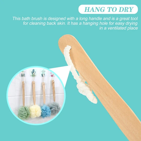 4 Pcs Bath Brush Rubs Back Ball Man Miss Scrubber Exfoliating Body Long Handle