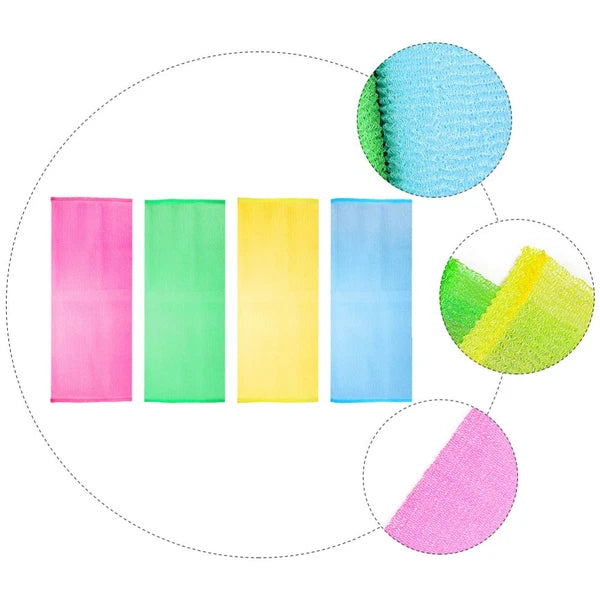 4 Pcs Bath Towel Exfoliating Back Scrubber for Shower Body Scrubbing Brush