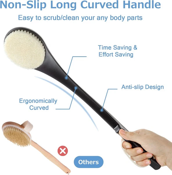 Exfoliating Shower Brush, Bath Body Brush, Never Mold Back Brush Long Handle for