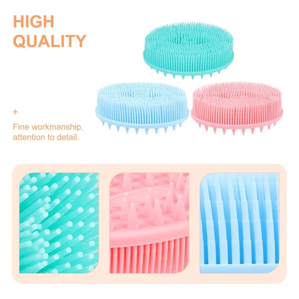 3Pcs Shampoo Silicone Hair Brush Kids Massage Bath Brush Scrubber