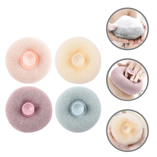 4pcs Bathroom Showering Scrubber Soap Foam Making Loofah Portable Bathing
