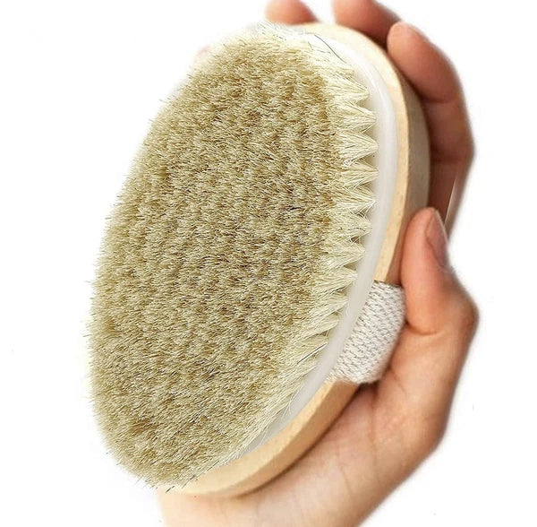 Wet And Dry Body Brush Exfoliator - Soft Bristle Naturally Exfoliates Dead Skin