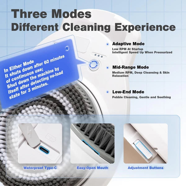 Smart Wall Mounted Exfoliating Brush, Electric Body Scrubber with 4 Replaceab...