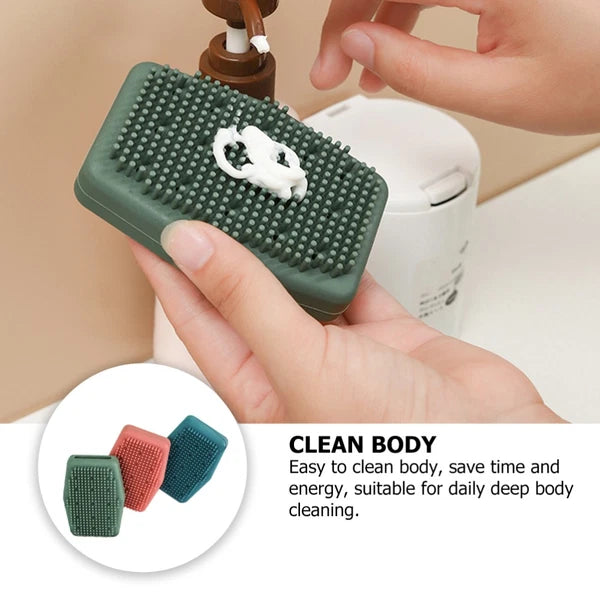 3 Pcs Silicone Bath Brush Body Exfoliator Skin Scrubber Man Cleaning Tools Back