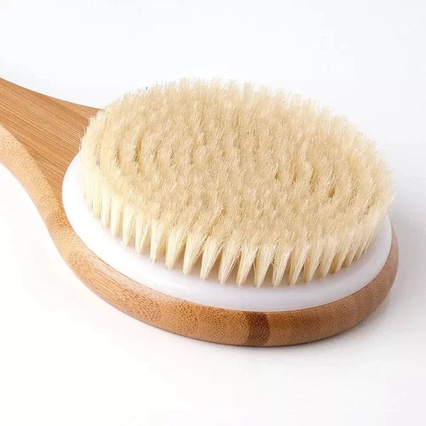 Body Brush Dry Brushing Back Scrubber Shower Bath Bamboo Wood Long...