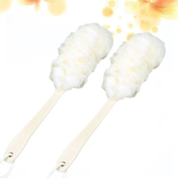 2 Pcs Rub The Back Bath Flowers Bathroom Scrubber Body Brush with Handle