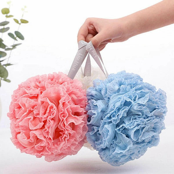 Soft Scrubber Sponge Flower Exfoliating Body Brush Puff Bath Shower Mesh Ball AU
