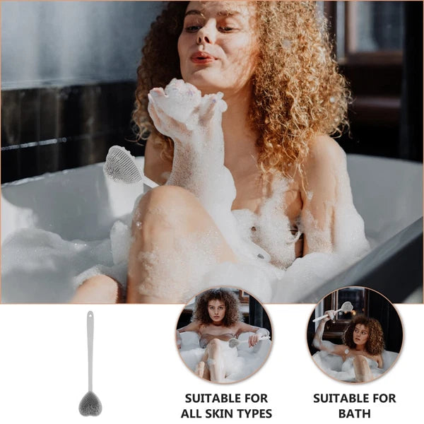 Heart-shaped Bath Brush Shower Exfoliator Scrubber Long Handle Bathing