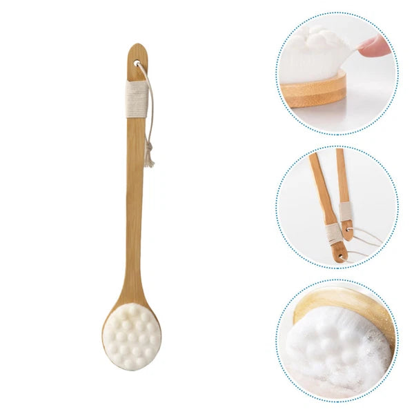 Shower Body Brush Fibre Long Handle Back Scrubber for Skin Exfoliating