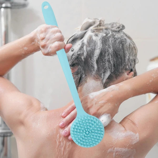 Long Handle Bath Brush Silicone Body Scrubber Exfoliator Exfoliation