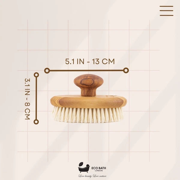 Eco Bath London Natural Sisal Olive Wood Hand Brush - Premium Olive Wood Sisal H