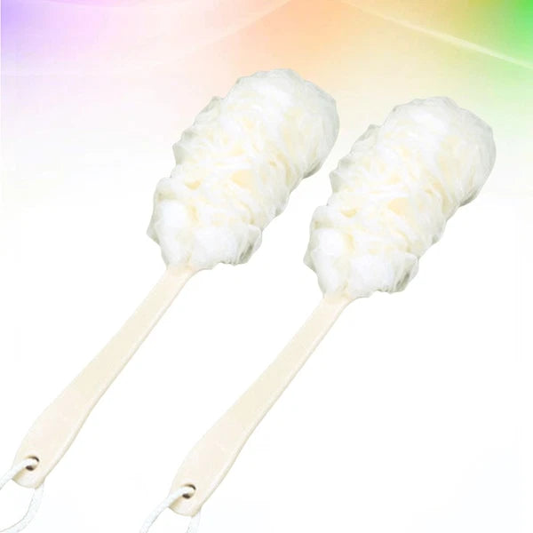 2 Pcs Rub The Back Bath Flowers Bathroom Scrubber Body Brush with Handle