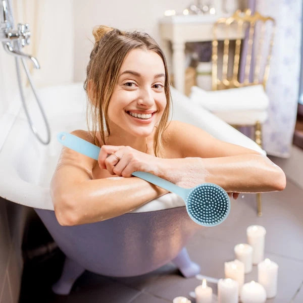 Silicone Bath Brush Man Back Cleaning Scrubber for Shower Long Handle