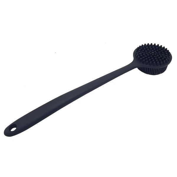 ✅ NEW- Silicone Back Scrubber for Shower Body Brush w/ Long Handle Black