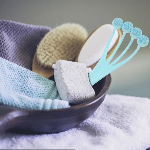 3 Pieces Exfoliating Bath Brush Man Scrubber with Handle Body Cleaning