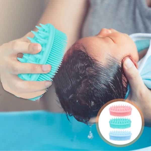 3Pcs Shampoo Silicone Hair Brush Kids Massage Bath Brush Scrubber