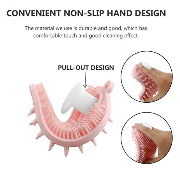 Shampoo Massage Brush Silicone Bath with Hole Soft Cleaning