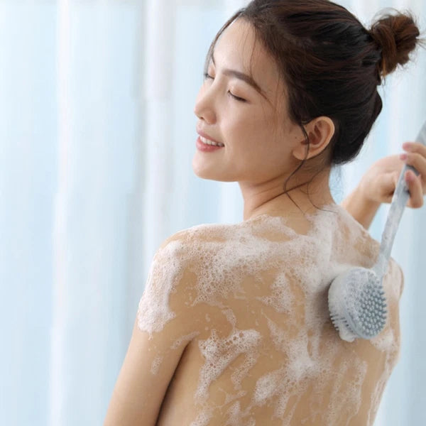 Wood Back Brush Body Scrubber Bath Silicone Exfoliator for Shower