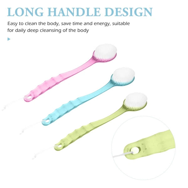 3pcs Long Handle Bath Scrubber Back Brush Massage Brush Bath Brush