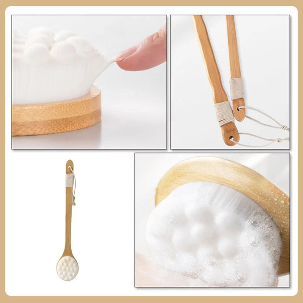 Shower Body Brush Fibre Long Handle Back Scrubber for Skin Exfoliating