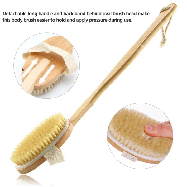 Bath Body Brush Back Scrubber W/Comfy Bristle Long Handle Gentle Massager G6A8