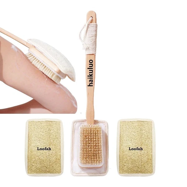 Shower Body Brush with Bristles and LoofahBack Scrubber for Shower for Bath o...