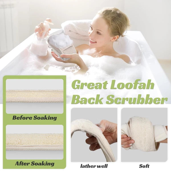 Natural Loofah Sponge Back Scrubber for Bath Shower, Exfoliating Body Scrubbe...