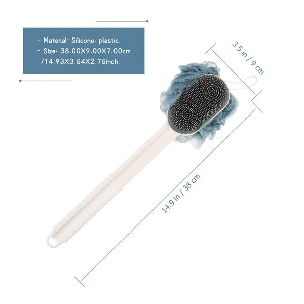 Back Rub Bath Brush Man Silicone Scrubber for Shower Body Long Handle