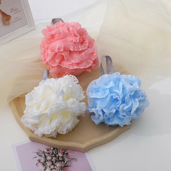 Soft Scrubber Sponge Flower Exfoliating Body Brush Puff Bath Shower Mesh Ball AU