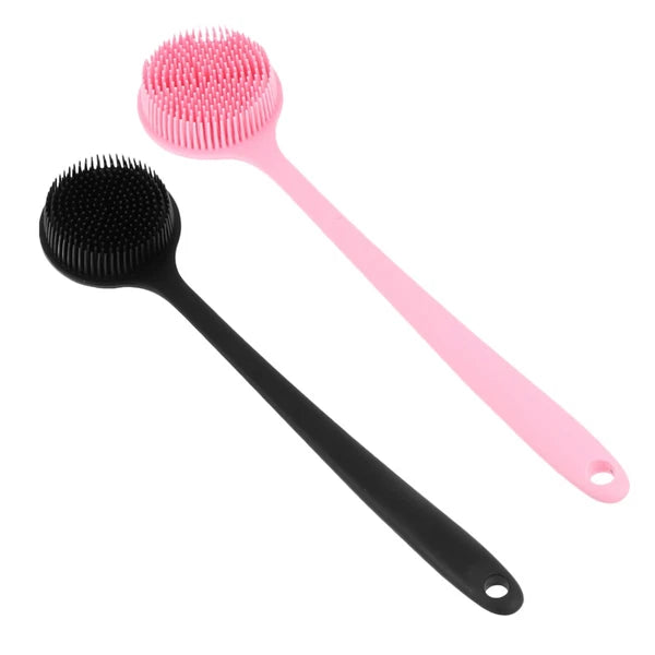 2 Pcs Bath Brush Man Silicone Body Scrubber Shower Back for with Handle