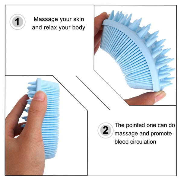 2 Pcs Bath Massage Handheld Scrubber Silicone Brushes