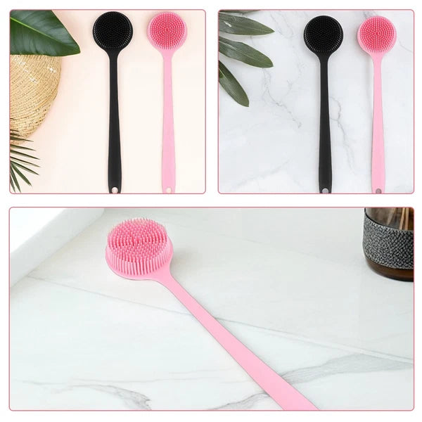 2 Pcs Bath Brush Man Silicone Body Scrubber Shower Back for with Handle