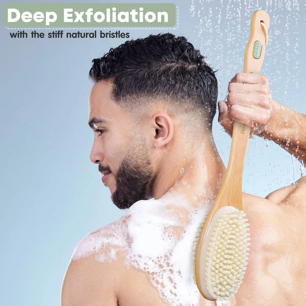 Back Brush Long Handle Shower Bath Scrubber Body With Soft And Stiff Natural