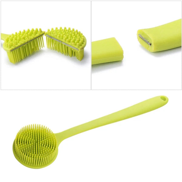 Bath Brush Body Scrubber Exfoliator Silicone Shower Man Long Handle